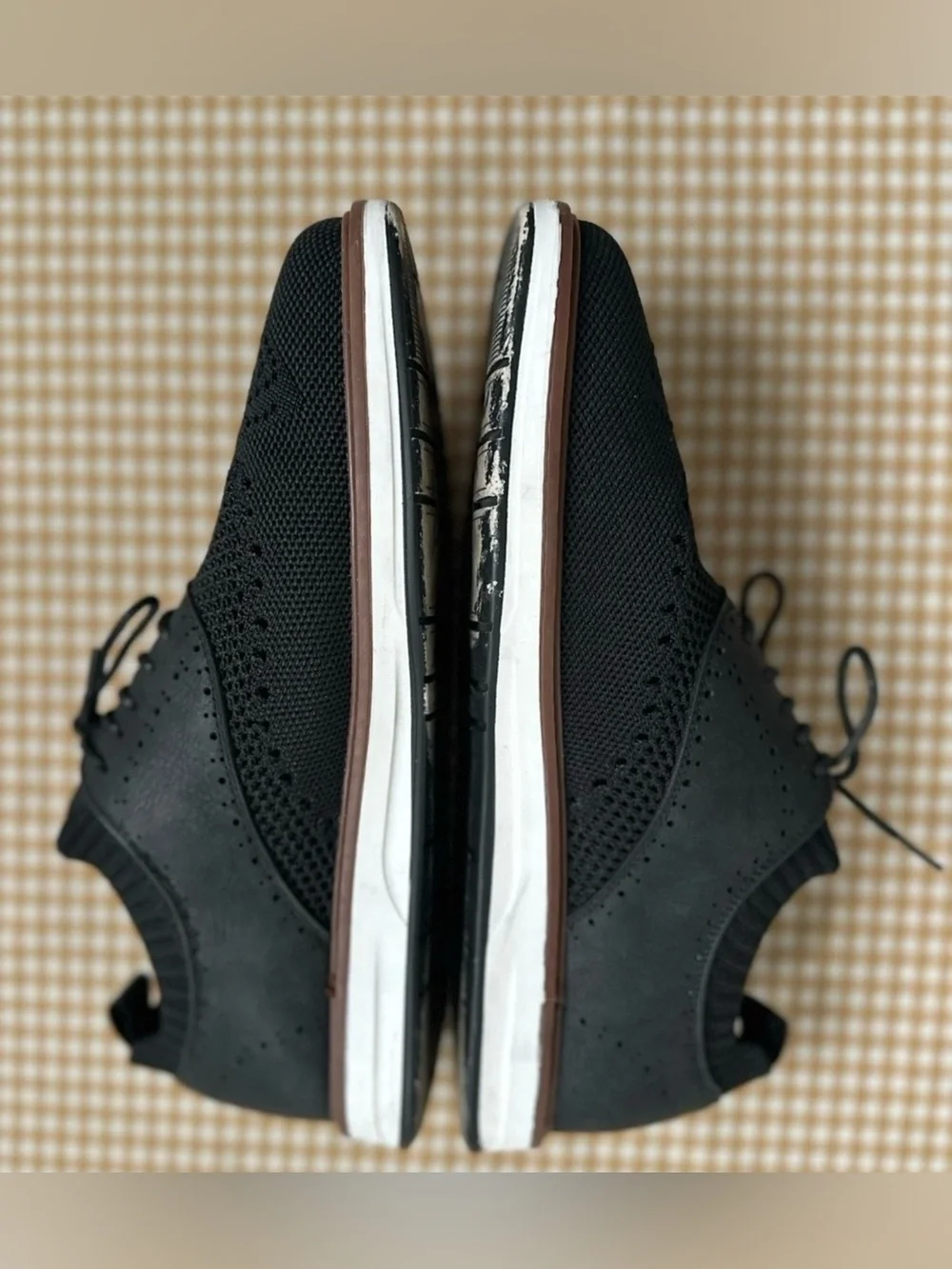Men's Black Knit Lace-Up Casual Shoes